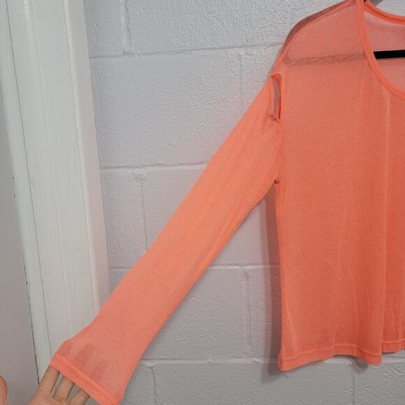 Neon Rave Scene Queen Cold Shoulder Sheer Knit Top - Picture 4 of 11
